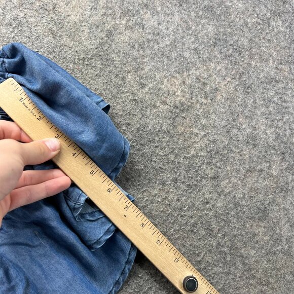 Tommy Bahama Dress Women Small Blue Chambray Tencel Ruffle Off Shoulder Casual - Picture 5 of 12